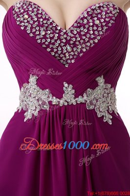 Captivating Chiffon Sleeveless Floor Length Evening Dress and Beading and Ruching