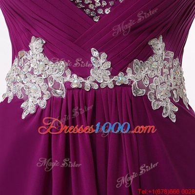 Captivating Chiffon Sleeveless Floor Length Evening Dress and Beading and Ruching