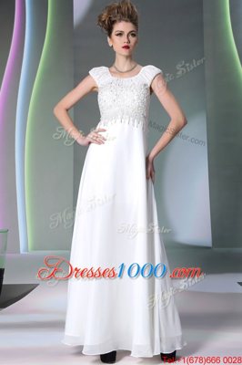 Cheap Scoop Sleeveless Zipper Floor Length Lace Dress for Prom