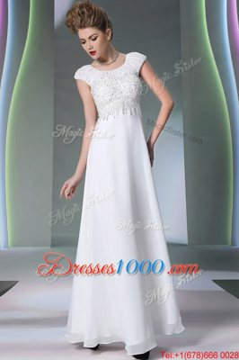 Cheap Scoop Sleeveless Zipper Floor Length Lace Dress for Prom