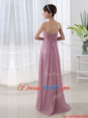 Romantic Floor Length Zipper Homecoming Dress Lilac and In for Prom and Party with Hand Made Flower