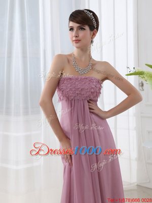 Romantic Floor Length Zipper Homecoming Dress Lilac and In for Prom and Party with Hand Made Flower