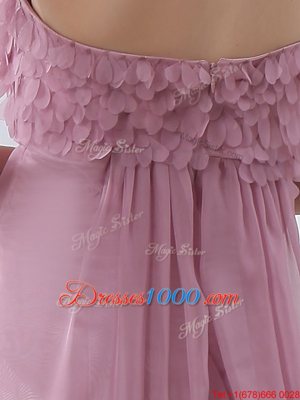 Romantic Floor Length Zipper Homecoming Dress Lilac and In for Prom and Party with Hand Made Flower