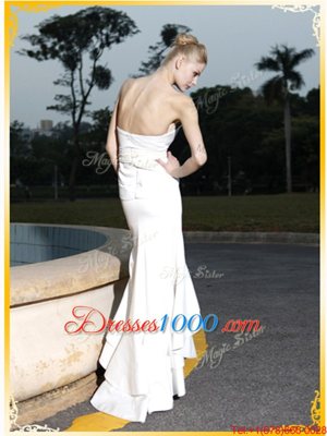 Mermaid White Prom and Party and For with Lace Sweetheart Sleeveless Zipper