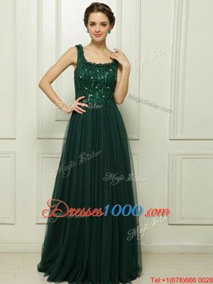 Romantic Sleeveless Sweep Train Zipper With Train Beading Prom Party Dress