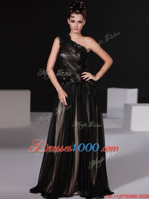 Perfect Black Prom Dress Prom and Party and For with Beading One Shoulder Sleeveless Zipper