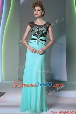 Dazzling Scoop Chiffon Sleeveless Floor Length Dress for Prom and Appliques