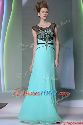 Dazzling Scoop Chiffon Sleeveless Floor Length Dress for Prom and Appliques