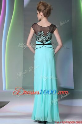 Dazzling Scoop Chiffon Sleeveless Floor Length Dress for Prom and Appliques