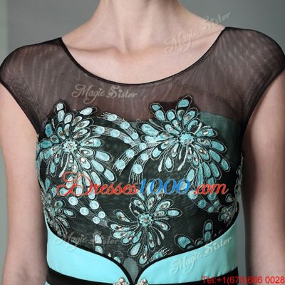 Dazzling Scoop Chiffon Sleeveless Floor Length Dress for Prom and Appliques