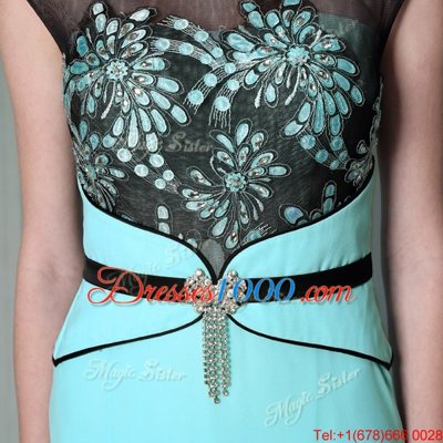 Dazzling Scoop Chiffon Sleeveless Floor Length Dress for Prom and Appliques