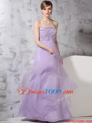 Sleeveless Side Zipper Floor Length Lace Junior Homecoming Dress