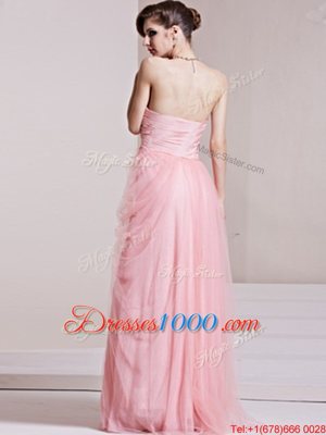 Sleeveless Side Zipper Floor Length Ruching Hoco Dress