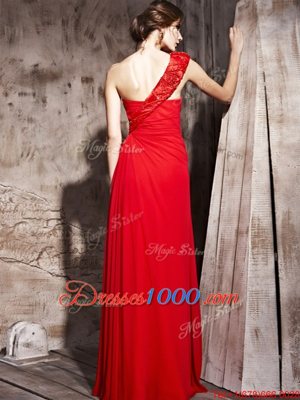 Fancy Red Side Zipper Sweetheart Beading Prom Gown Taffeta Sleeveless