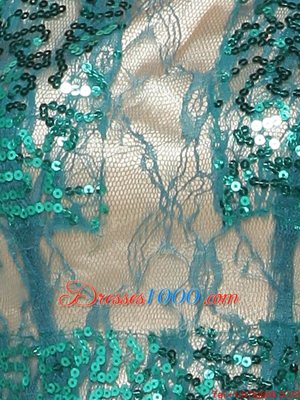 Scoop Teal Sleeveless Floor Length Beading and Sequins Zipper Going Out Dresses