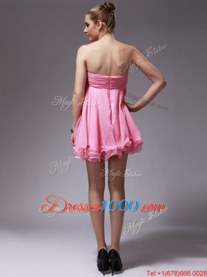 Mini Length Zipper Party Dress for Toddlers Rose Pink and In for Prom and Party with Ruching