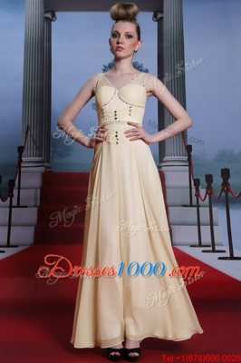 Beauteous Floor Length Column/Sheath Sleeveless Light Yellow Side Zipper