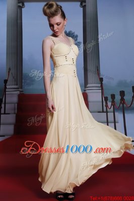 Beauteous Floor Length Column/Sheath Sleeveless Light Yellow Side Zipper