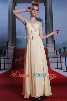 Beauteous Floor Length Column/Sheath Sleeveless Light Yellow Side Zipper