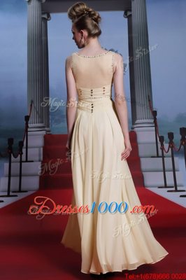 Beauteous Floor Length Column/Sheath Sleeveless Light Yellow Side Zipper