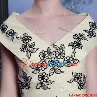 Mermaid Cap Sleeves Brush Train Embroidery Side Zipper Prom Dress