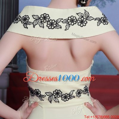 Mermaid Cap Sleeves Brush Train Embroidery Side Zipper Prom Dress