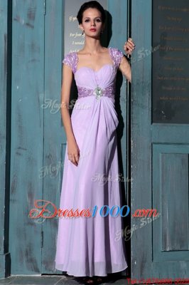 Fantastic Lavender Sleeveless Organza Zipper Evening Dress for Prom and Party