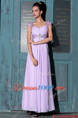 Fantastic Lavender Sleeveless Organza Zipper Evening Dress for Prom and Party