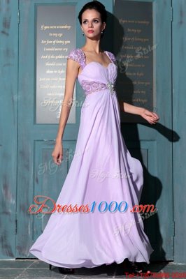 Fantastic Lavender Sleeveless Organza Zipper Evening Dress for Prom and Party