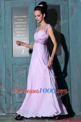 Fantastic Lavender Sleeveless Organza Zipper Evening Dress for Prom and Party