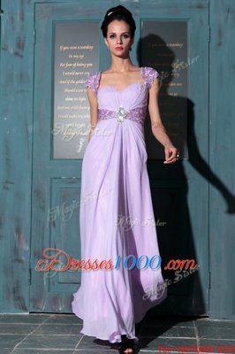 Fantastic Lavender Sleeveless Organza Zipper Evening Dress for Prom and Party