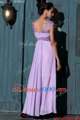 Fantastic Lavender Sleeveless Organza Zipper Evening Dress for Prom and Party