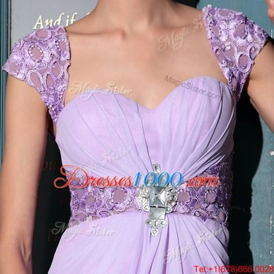 Fantastic Lavender Sleeveless Organza Zipper Evening Dress for Prom and Party