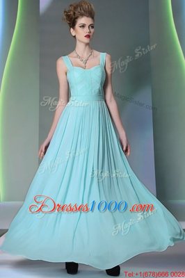 Trendy Aqua Blue Straps Neckline Beading Homecoming Dress Sleeveless Zipper