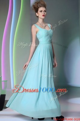 Trendy Aqua Blue Straps Neckline Beading Homecoming Dress Sleeveless Zipper