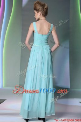 Trendy Aqua Blue Straps Neckline Beading Homecoming Dress Sleeveless Zipper