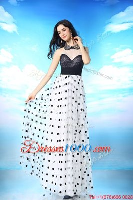 Stylish White And Black Dress for Prom Prom and Party and For with Beading and Sequins and Ruching Halter Top Sleeveless Side Zipper