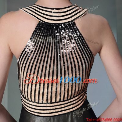 Flirting Halter Top Chiffon Sleeveless Floor Length Dress for Prom and Beading