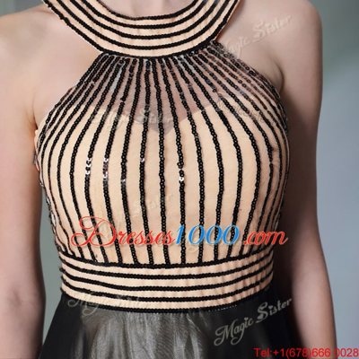 Flirting Halter Top Chiffon Sleeveless Floor Length Dress for Prom and Beading