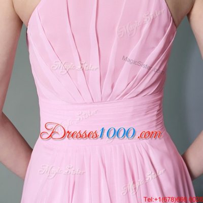 Halter Top Sleeveless Chiffon Dress for Prom Beading Side Zipper