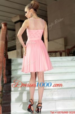 Colorful Baby Pink Scoop Neckline Pleated Prom Dresses Sleeveless Side Zipper