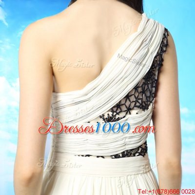 Perfect White One Shoulder Side Zipper Appliques and Ruffled Layers Prom Evening Gown Sleeveless