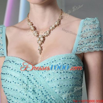 Light Blue Chiffon Side Zipper Sweetheart Cap Sleeves Floor Length Prom Evening Gown Beading and Lace