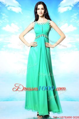 Hot Sale Scoop Sleeveless Backless Floor Length Beading Evening Dress