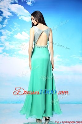 Hot Sale Scoop Sleeveless Backless Floor Length Beading Evening Dress