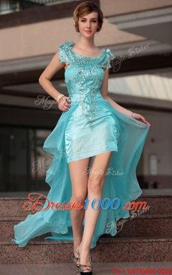Colorful Scoop Chiffon Sleeveless High Low Prom Dresses and Beading and Sequins