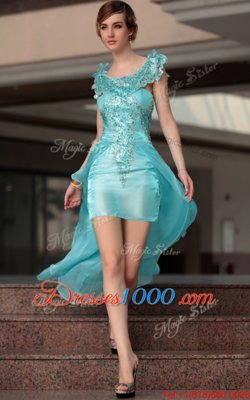 Colorful Scoop Chiffon Sleeveless High Low Prom Dresses and Beading and Sequins