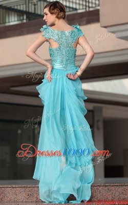 Colorful Scoop Chiffon Sleeveless High Low Prom Dresses and Beading and Sequins