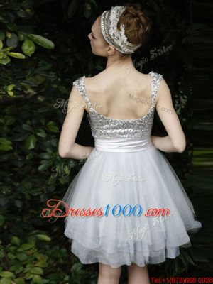Discount White Backless Straps Beading and Ruffles Prom Party Dress Organza Sleeveless