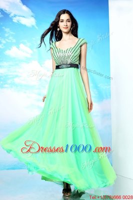 Affordable Multi-color Column/Sheath Chiffon Bateau Sleeveless Beading Floor Length Backless Prom Party Dress